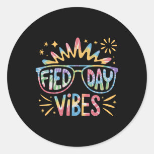 Cute Field Day Vibes Tie Dye For Teacher Kids Fiel Classic Round Sticker