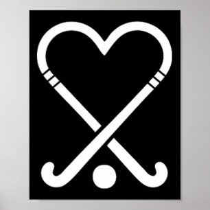 Cute Field Hockey Players Love Symbol Poster