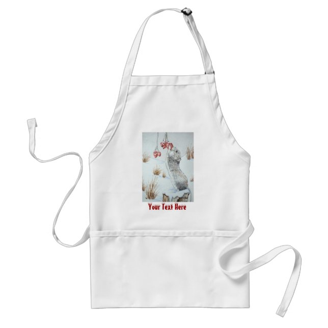 cute field mouse snow scene wildlife at christmas standard apron (Front)