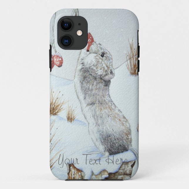 cute field mouse winter snow scene wildlife Case-Mate iPhone case (Back)