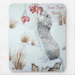 cute field mouse winter snow scene wildlife pad