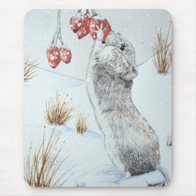 cute field mouse winter snow scene wildlife pad (Front)