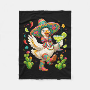 Cute Fiesta Goose Margarita Summer Party Cactus Fleece Blanket