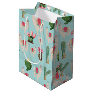 Cute Fiesta Llama & Cactus Pattern Medium Gift Bag