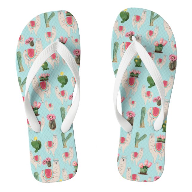 Cute Fiesta Llama & Cactus Pattern Thongs (Footbed)