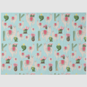 Cute Fiesta Llama & Cactus Pattern Tissue Paper