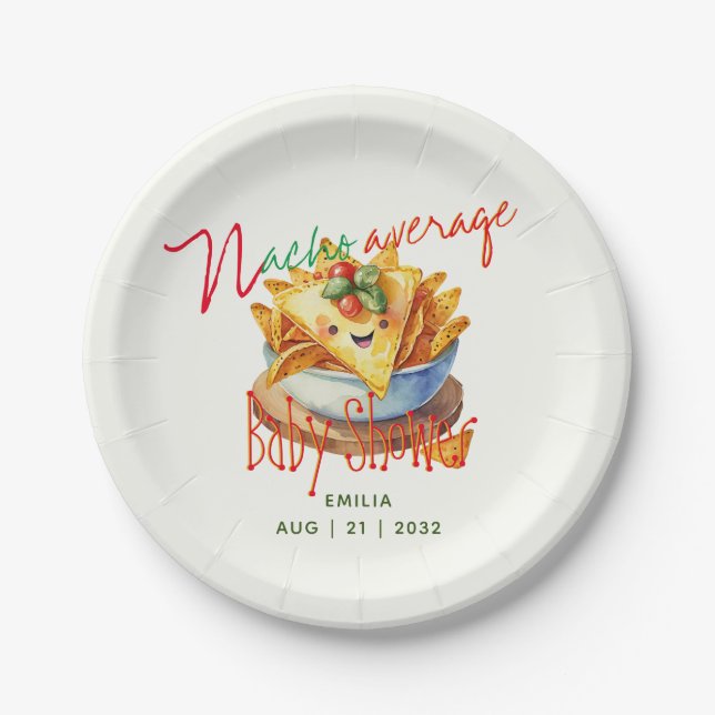 Cute Fiesta Nacho Average Baby Shower Custom Paper Plate (Front)