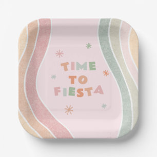 Cute Fiesta Rainbow Birthday Paper Plate
