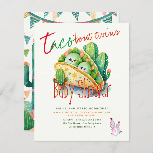 Cute Fiesta Taco TWINS Baby Shower BEST BUDGET  (Front/Back)
