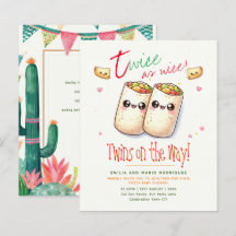 Cute Fiesta TWINS Baby Shower BURRITOS
