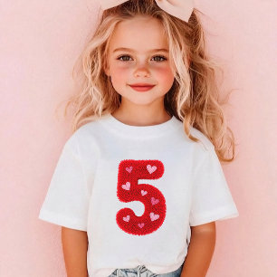 Cute Fifth Birthday Girl Heart 5th Birthday Girl T-Shirt