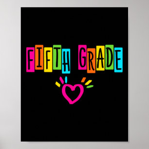 Cute Fifth Grade Heart First Day Of School Girls B Poster