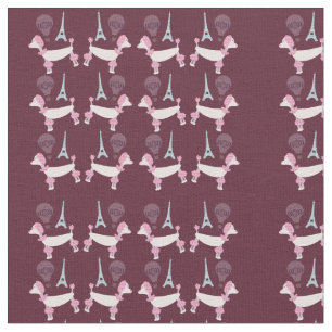 Cute Fifties Paris Poodle Design Fabric