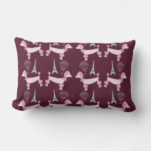 Cute Fifties Paris Poodle Pattern Lumbar Cushion