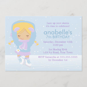 Cute Figure Skater Birthday Invitation