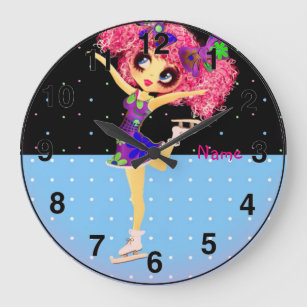 Cute Figure Skater Iceskating girl personalised Large Clock