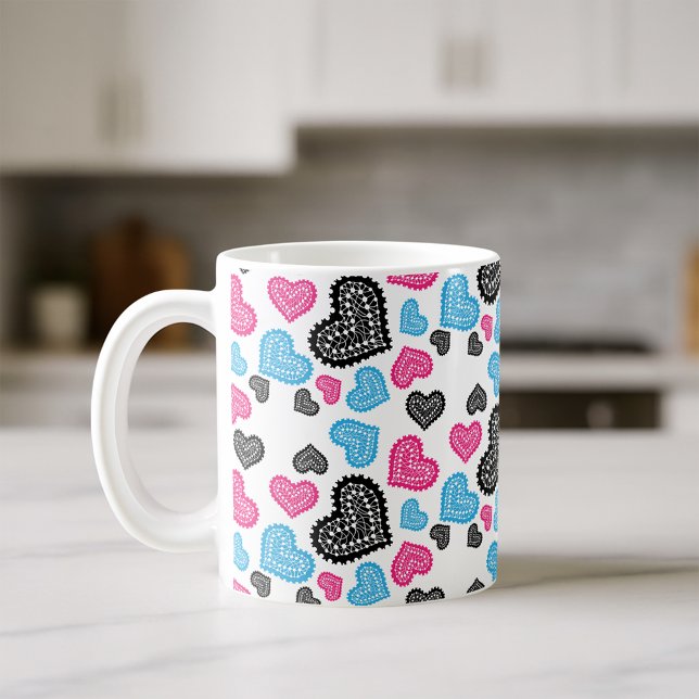 Cute Filigree Lace Hearts Pattern Coffee Mug (Creator Uploaded)