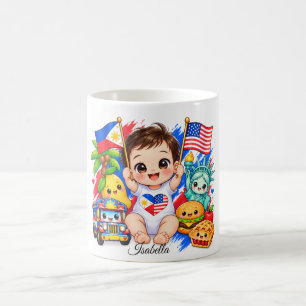 Cute Filipino American Heritage Custom Baby Mug