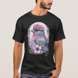 Cute Finch Bird Flower Crown Pet Birds 1 T-Shirt