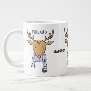 Cute Finland Reindeer custom name jumbo mug