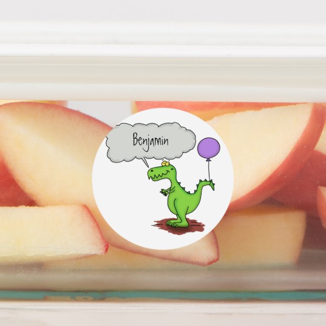 Cute fire breathing green funny dragon cartoon (Affixed)