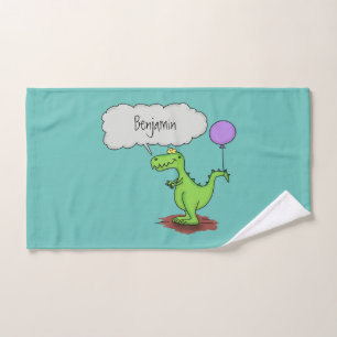 Cute fire breathing green funny dragon cartoon bath towel set