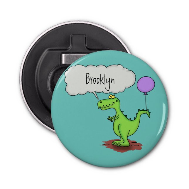 Cute fire breathing green funny dragon cartoon bottle opener (Front)