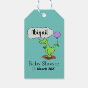 Cute fire breathing green funny dragon cartoon gift tags
