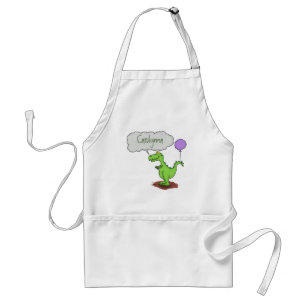 Cute fire breathing green funny dragon cartoon standard apron