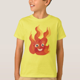 Cute Fire Burning Flame Cartoon Camping T-Shirt