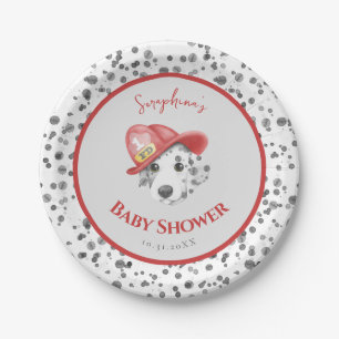 Cute Fire Fighter Dalmatian Baby Shower Paper Plate