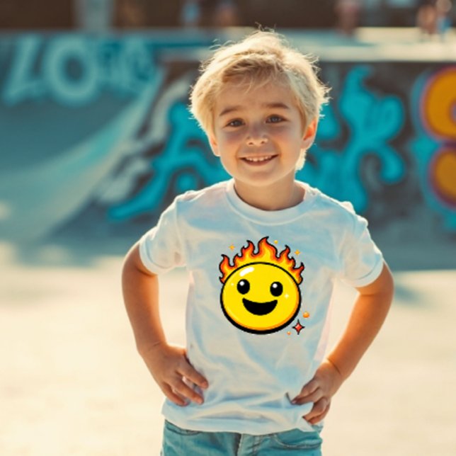 Cute Fire Smiley Y2K Toddler T-Shirt (Creator Uploaded)