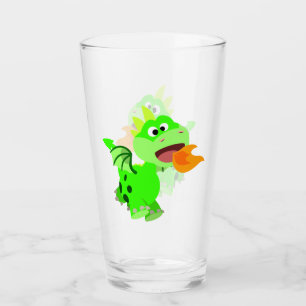 Cute Fire-Spitting Cartoon Baby Dragon Glass
