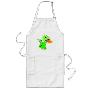 Cute Fire-Spitting Cartoon Baby Dragon Long Apron