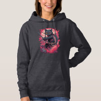 Cute Fire Splash Black Ninja Cat Warrior
