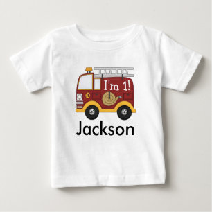 Cute Fire Truck Kids Birthday Personalised Baby T-Shirt