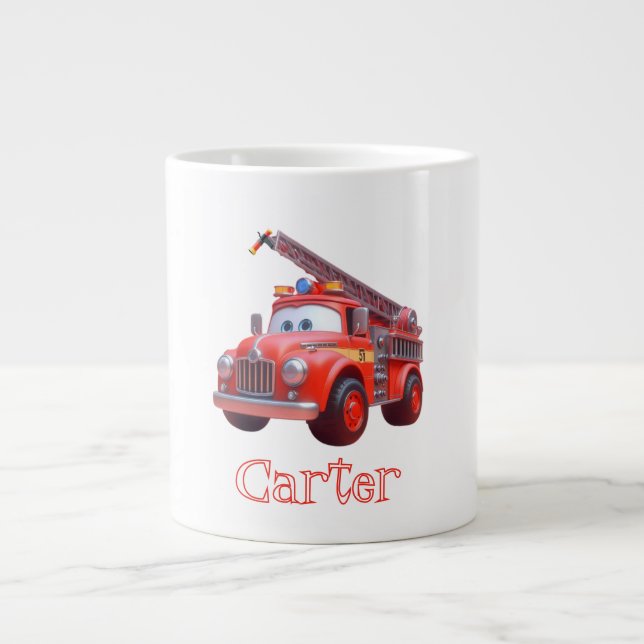 Cute fire truck large coffee mug (Front)