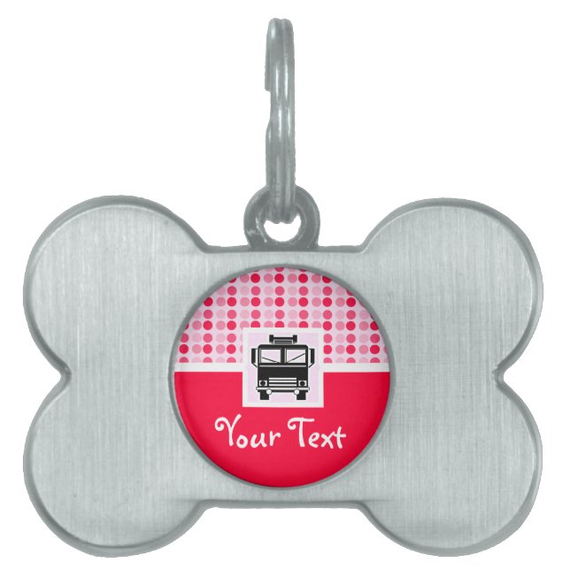 Cute Fire Truck Pet Name Tag (Front)
