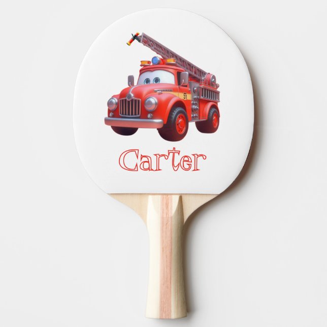 Cute fire truck ping pong paddle (Front)
