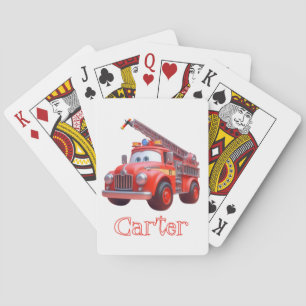 Cute fire truck playing cards