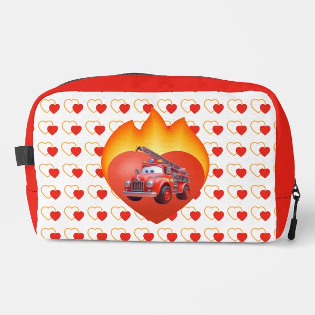 Cute fire truck Valentine's day Dopp Kit (Front)