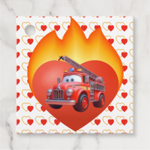Cute fire truck Valentine's day Favour Tags