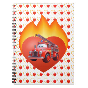 Cute fire truck Valentine's day Notebook