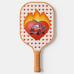 Cute fire truck Valentine's day Pickleball Paddle