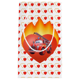 Cute fire truck Valentine's day Small Gift Bag