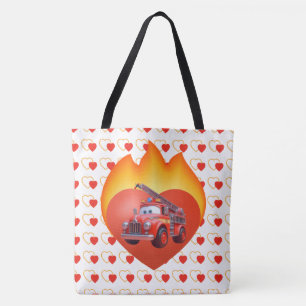 Cute fire truck Valentine's day Tote Bag