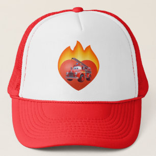 Cute fire truck Valentine's day Trucker Hat