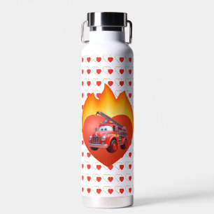 Cute fire truck Valentine's day Water Bottle