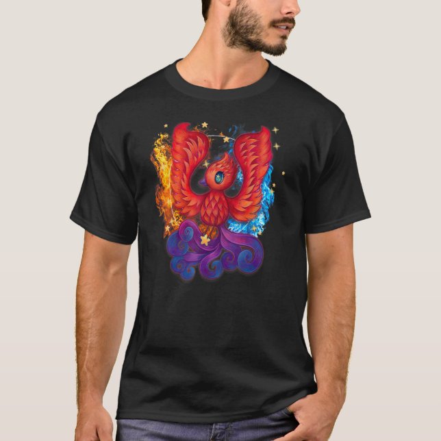 Cute Firebird Rising Phoenix Art T-Shirt Kids Todd (Front)