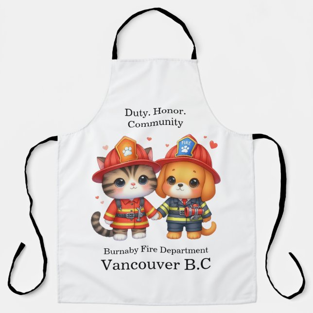 Cute firefighter animals dressed for heroic duties apron (Front)